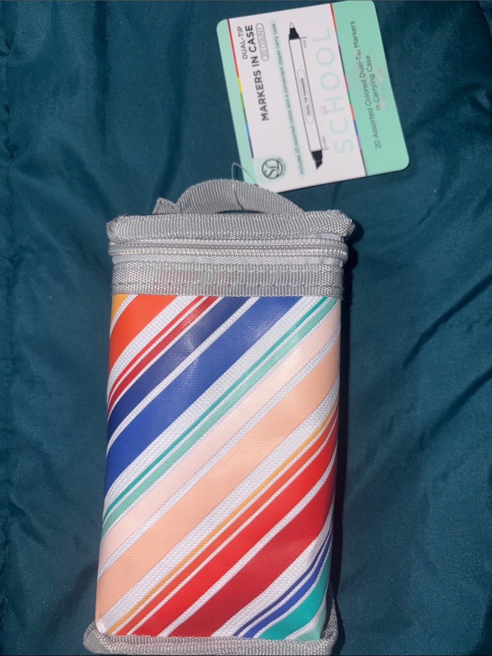 The Supply Line - Dual tip - School Markers inCarrying Case - Multicolor Stripe